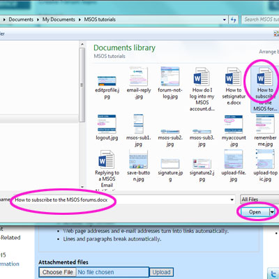 Browse to file